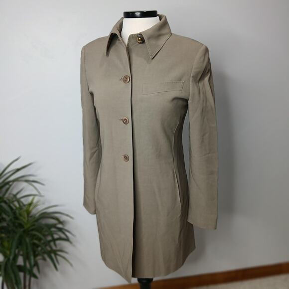 MaxMara Coat Womens Small Taupe Beige Wool Blend Long Jacket Made in Italy Lined - Picture 1 of 14